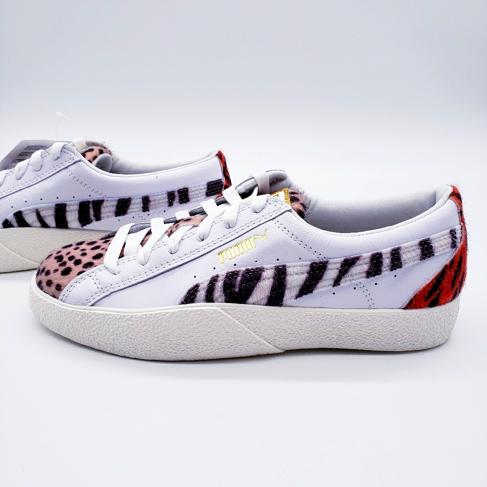 Puma Love Wildcats Sneakers White & Khaki with Faux Fur